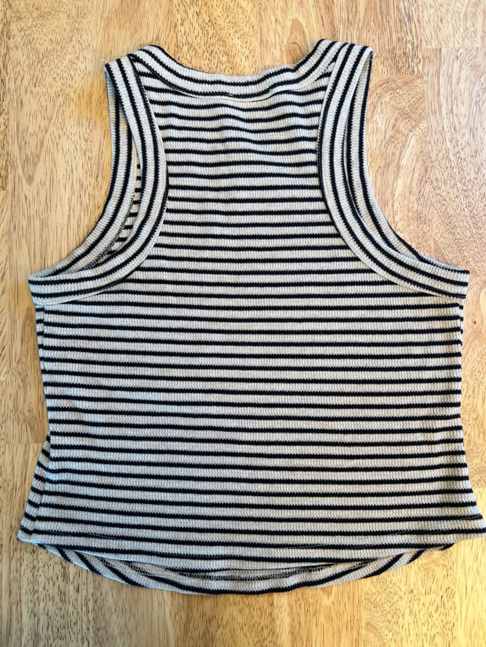 Kaileigh Racerback Striped Tank Top Black/Tan Size Small - Picture 2 of 11